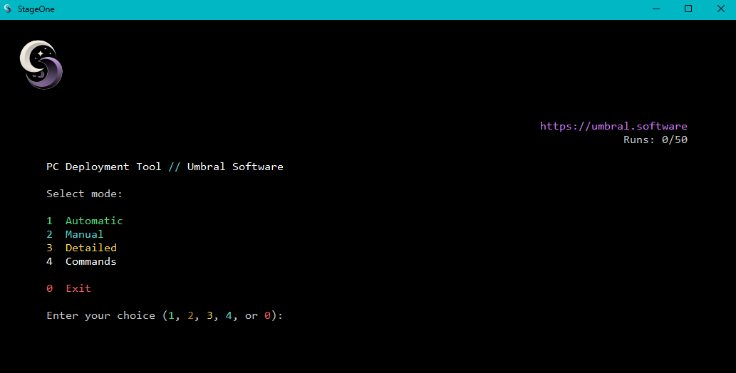 StageOne main menu